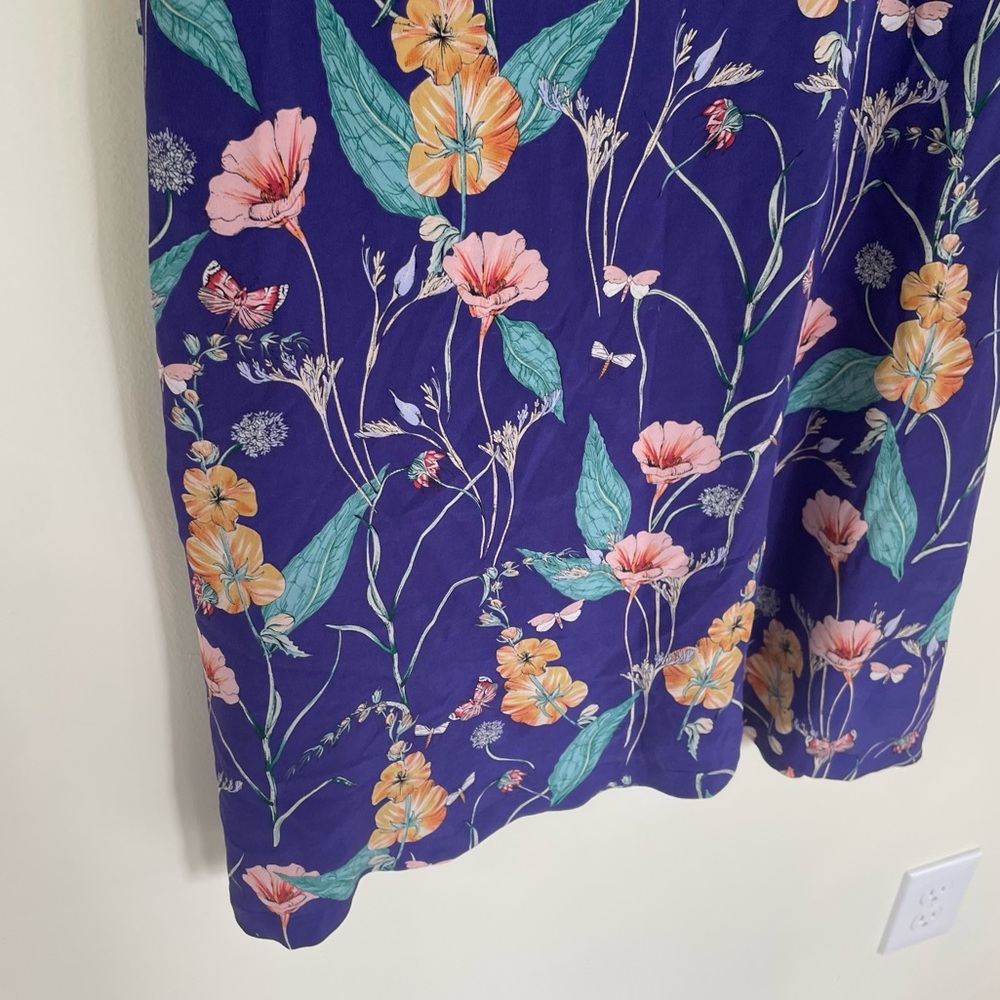 Anthropologie HD in Paris Hidden Isle Silk Dress Blue size 8 Floral - Picture 6 of 10